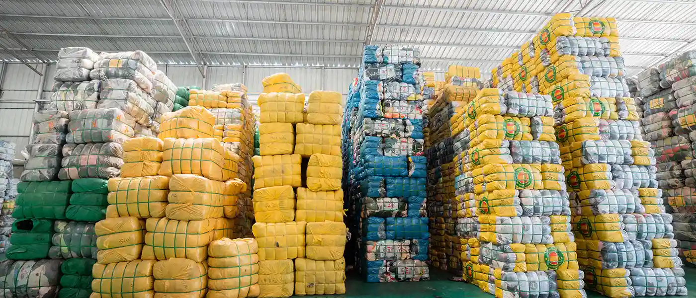 stacks of packed bales