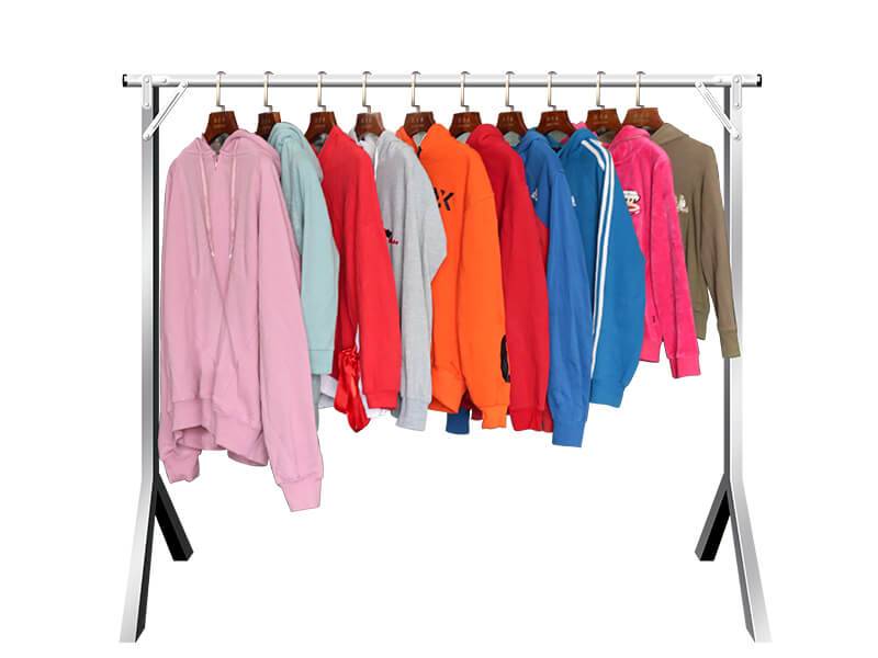 top-shelf used clothing with bright colors and excellent quality