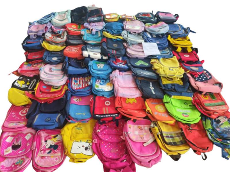 wide range of used school bags with different prints and colors to choose from