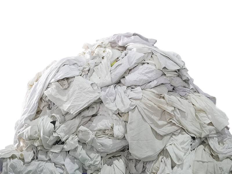 piles of used white rags from well-vetted sources